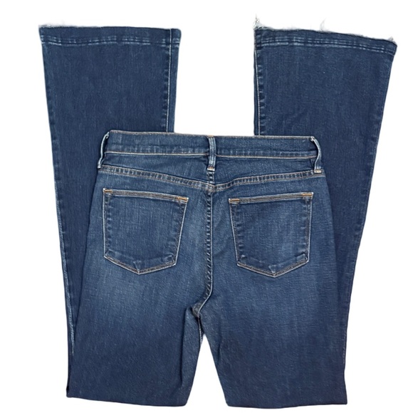 Frame Le High Flare High Rise Raw Released Fray Hem Med Blue Denim Jeans Size 28 - Picture 6 of 14